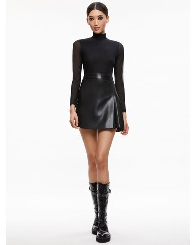Alice + Olivia Chara Vegan Leather Mini Dress - Black