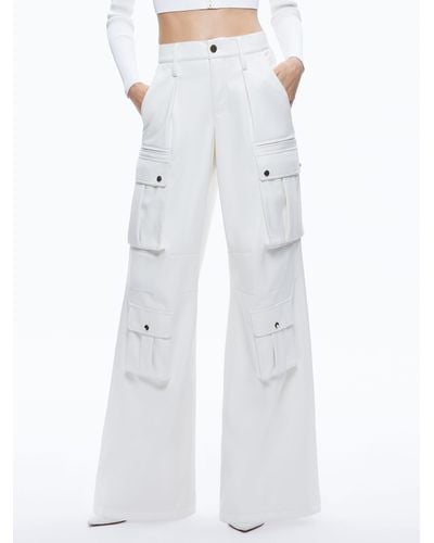 Alice + Olivia Joette Vegan Leather Cargo Pant - White