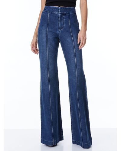 Alice + Olivia Dylan High Waisted Wide Leg Jean - Blue