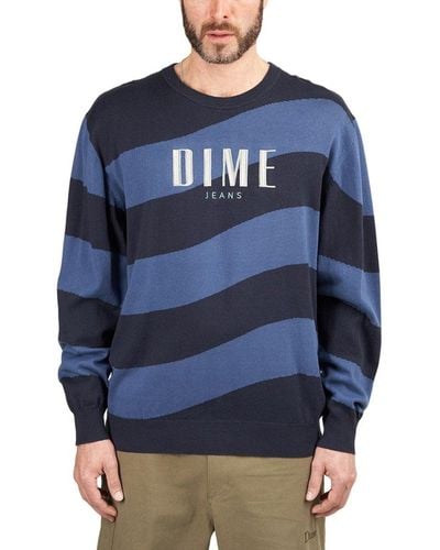 Dime Wave Striped Light Knit Sweater - Blau