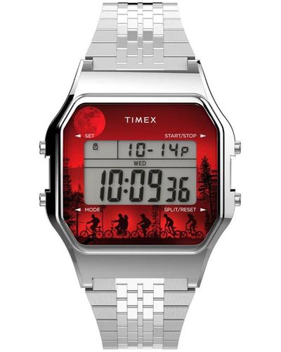Timex T80 x Stranger Things 34mm Stainless Steel Bracelet Watch - Rot