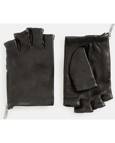 AllSaints Charly Leather Fingerless Gloves - Black