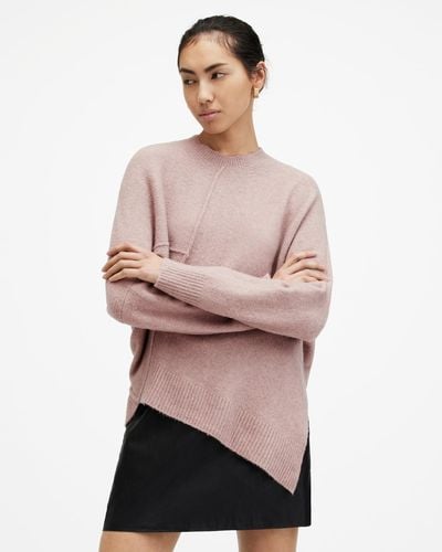 AllSaints Lock Crew Neck Asymmetric Sweater, - Natural