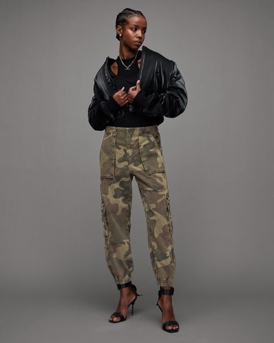AllSaints Frieda Mid-rise Camouflage Denim Trousers - Grey