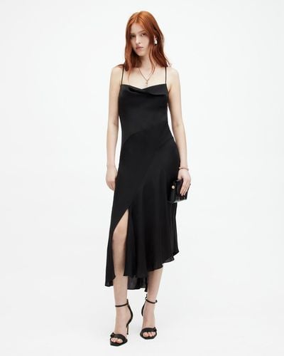 AllSaints Una Recycled Scoop Neck Midi Dress - Black