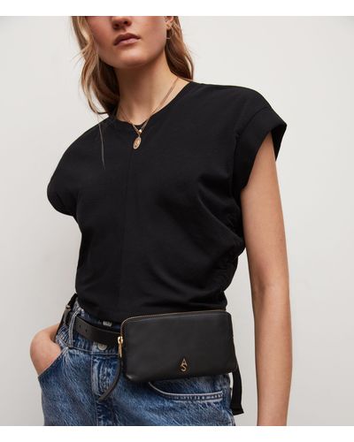 AllSaints Lila Leather Bag Belt, - Black
