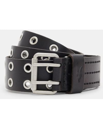 AllSaints Leather Fully Adjustable Sturge Hip Belt With Roller Buckle, - Black