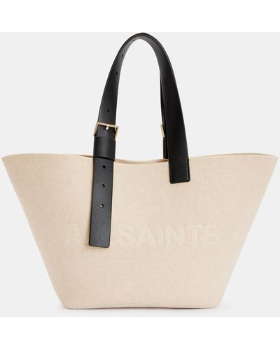 AllSaints Anik Spacious Felt Logo Tote Bag, - Natural