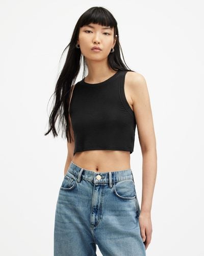 AllSaints Rina Cropped Tank Top - Black