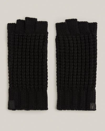 AllSaints Knitted Nevada Fingerless Gloves, - Black