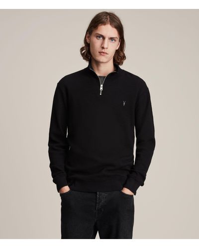 AllSaints Men's Muse Half Zip Funnel Neck Sweatshirt - Black