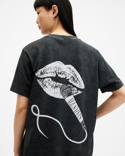 AllSaints Mic Boyfriend Printed T-shirt, - Black