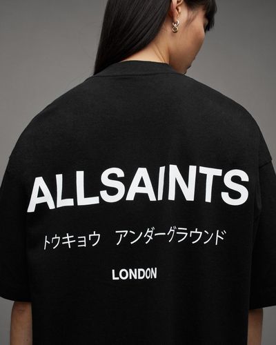 AllSaints Underground Oversized Crew T-shirt - Black