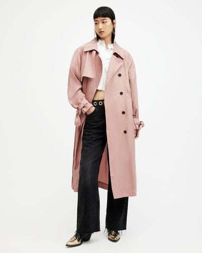 AllSaints Kikki Oversized Trench Coat, - Pink