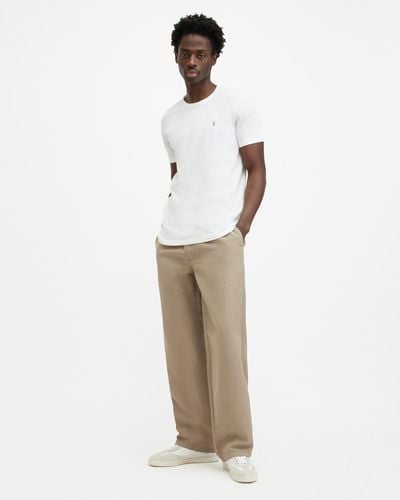 AllSaints Men's Cotton Slim Fit Pack Of 3 Tonic Crew T-shirts White Black And Grey Size: M - Multicolour