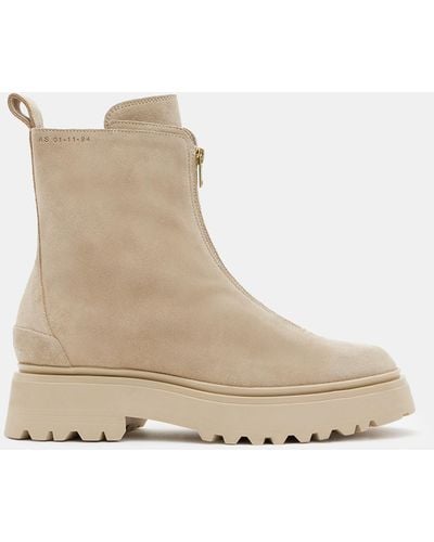 AllSaints Ophelia Chunky Suede Chelsea Boots - Natural