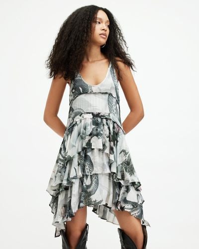 AllSaints Cavarly Floral Valley Ruffled Mini Dress, - Multicolor