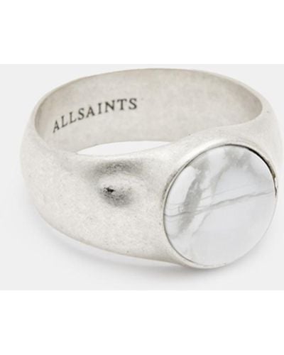 AllSaints Ryker Sterling Silver Stone Ring, - White