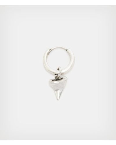 AllSaints Shark Tooth Sterling Silver Hoop Earring - Metallic