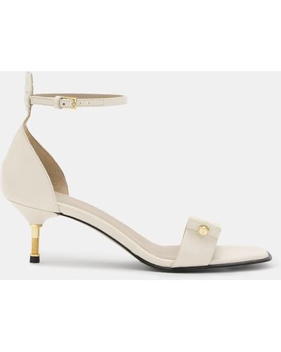 AllSaints Gloria Screw Heeled Leather Sandals, - White