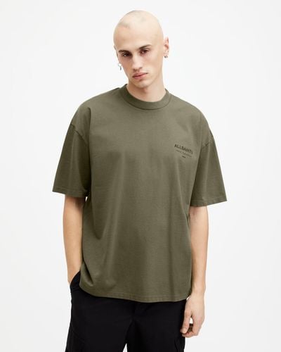 AllSaints Xander Flocked Logo Oversized T-shirt, - Green