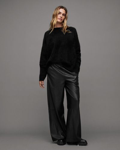 AllSaints Aspen High-rise Relaxed Leather Pants - Black
