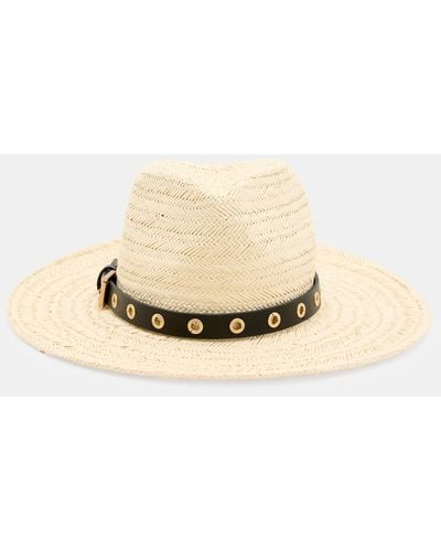 AllSaints Delilah Straw Fedora Eyelet Hat, - Natural