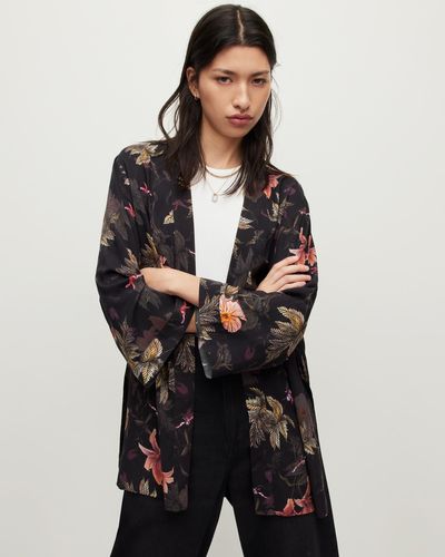 AllSaints Carina Viviana Florall Kimono - Black