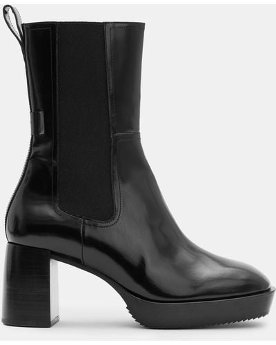 AllSaints Leather Lottie Ankle Boots 75 - Black