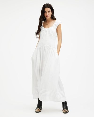 AllSaints Eliza Scoop Neck Slim Fit Maxi Dress, - White