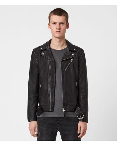 AllSaints Leather Slim Fit rigg Biker Jacket, - Black