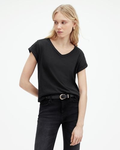 AllSaints Anna V-neck Short Sleeve T-shirt - Black