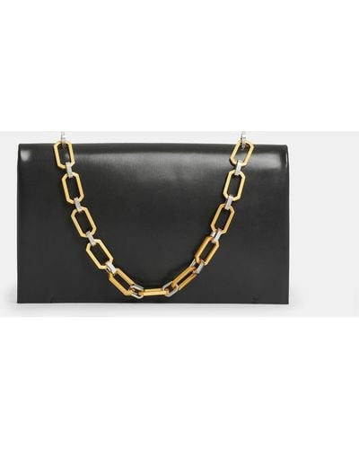 AllSaints Akira Leather Removable Chain Clutch Bag - Black