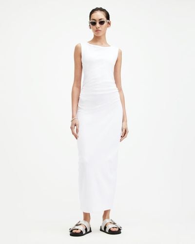 AllSaints Katarina Boat Neck Slim Fit Maxi Dress - White