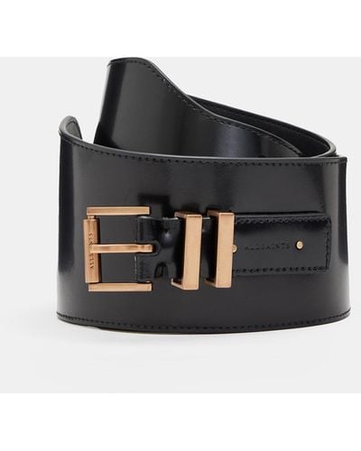 AllSaints Marcella Leather Wide Belt - Black