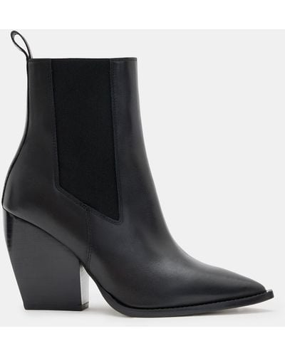 AllSaints Ria Pointed Toe Leather Boots - Black