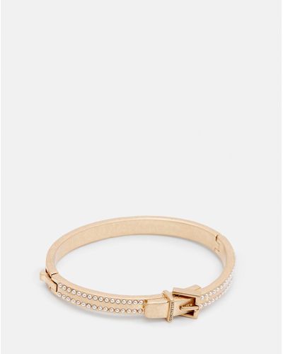 AllSaints Brea Beaded Buckle Shape Bracelet, - Natural