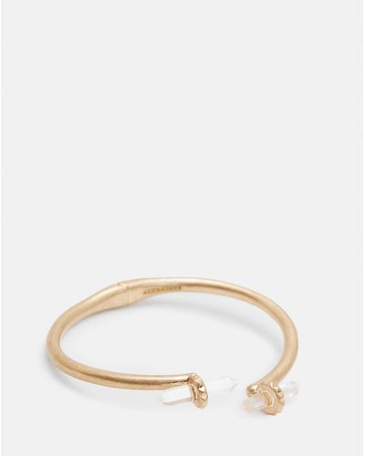 AllSaints Eryka Crystal Hinge Cuff Bracelet - Natural
