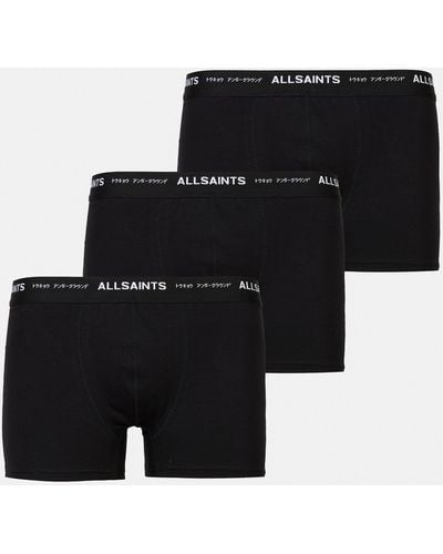 AllSaints Underground Logo Boxers 3 Pack - Black