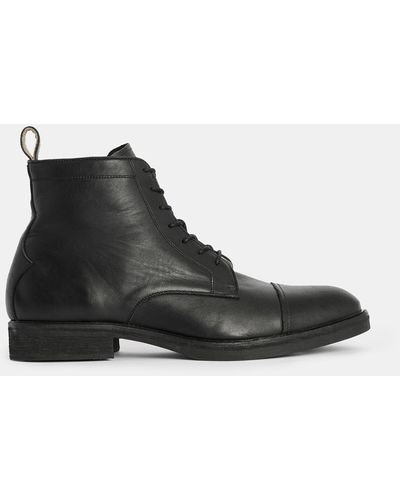 AllSaints Drago Leather Lace Up Boots - Black