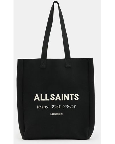 AllSaints Izzy Logo Print Knitted Tote Bag, - Black