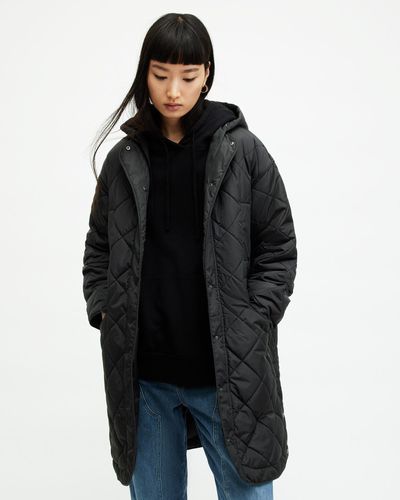 AllSaints Rina Quilted Relaxed Fit Liner Coat - Black