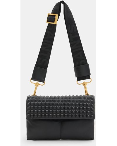 AllSaints Ezra Studded Leather Crossbody Bag, - Black
