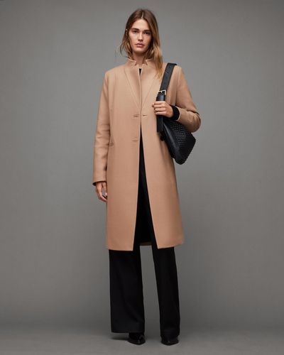 AllSaints Sidney Wool Cashmere Slim Fit Coat - Gray