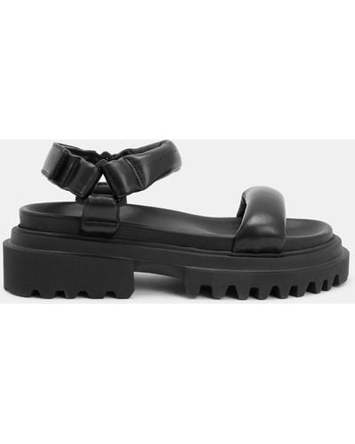 AllSaints Helium Leather Sandals, - Black