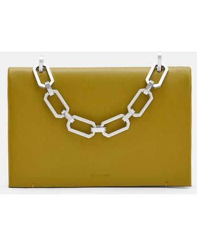 AllSaints Yua Leather Removable Chain Clutch Bag - Yellow