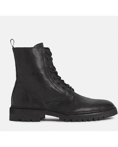 AllSaints Mens Black Tobias Lace-up Leather Ankle Boots 9