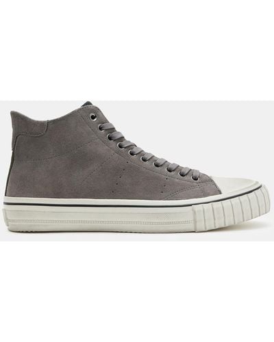 AllSaints Lewis Lace Up Suede High Top Sneakers - White
