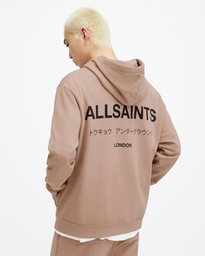 AllSaints Underground Pullover Logo Hoodie, - Natural