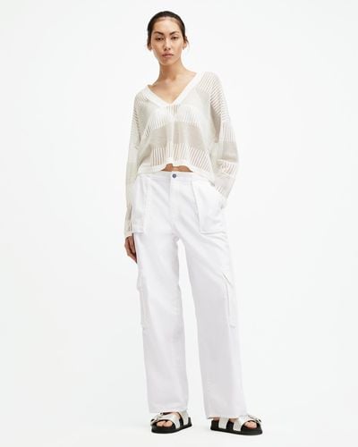 AllSaints Frieda Straight Cargo Trousers, - White
